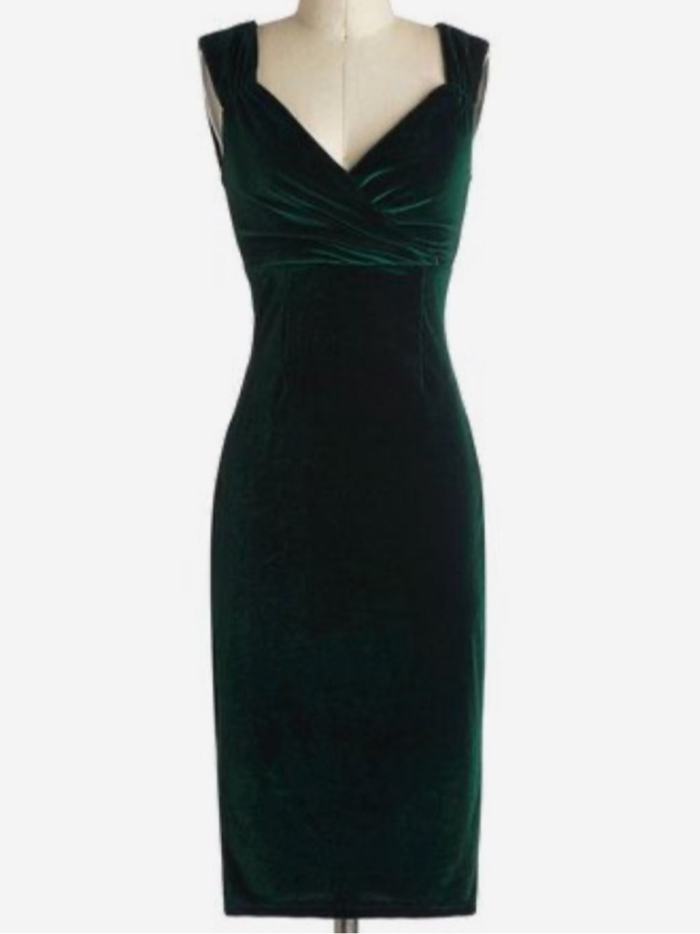 Emerald Velvet Pinup Pencil Dress